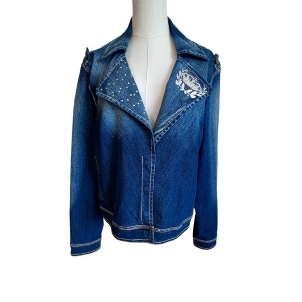 Crest Jean's‎ Vintage Y2K Jean Jacket Crop Length Women’s Size 1X, EUC